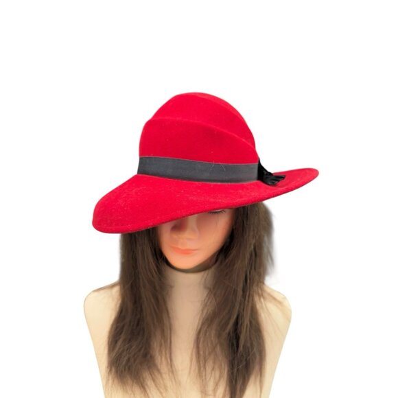 Vintage Red/Black Doeskin Felt 100% Wool Hat Geo Bollman Co. USA Made main image 12